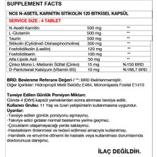 Ncs N-Asetil Karnitin Sitikolin L-Glutamin Taurin 120 Bitkisel Kapsül