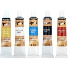 Opus Yağlı Boya 40 ml 5 Renk Sarı Beyaz Mavi Siyah Kırmızı Pigmentora Oil Colour Serie