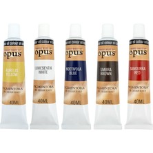 Opus Yağlı Boya 40 ml 5 Renk Sarı Beyaz Koyu Mavi Kahverengi Kırmızı Pigmentora Colour Serie