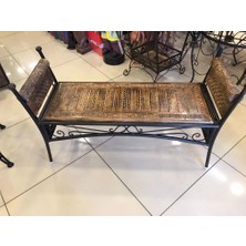 Otantik Çarşı Ahşap Ferforje Büyük Puf 100x37x60 Cm.