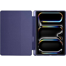 TEKNETSTORE Ipad Pro 13 Inç 2024 M4 Kılıf Kalem Şarj Bölmeli Stadlı Uyku Modlu Arkası Silikon Akıllı Case