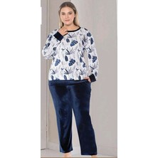 Flz Büyük Beden Uzun Kol  Kadife  Şık Pijama Takımı