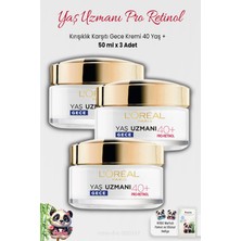 3 Adet Loreal Paris Kırışık Karşıtı Gece Kremi 40+ Pro-Retinol 50 ml ve Rosıe