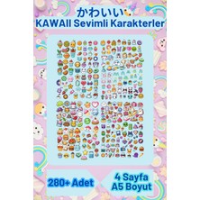 Kawaii Washi Sticker Seti - Cute Kawaii - Tatlı Kawaii Etiketler - Ajanda  280+ Adet 4 Sayfa A5 Boyut