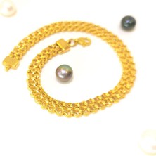 Altın Ofisi 6mm Çİftli Güverseli Zincir Bileklik Künye 14 Ayar Altın HD VİDEOLU