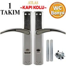 Badem10 Atlas Wc Banyo Kapı Kolu Nikel Inox Aynalı Sağa Sola Uygun Iç Dış Wc Kapısı Kilitlenebilir 1 Takım