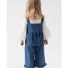 Serac Kids Plazzo  Jean Kız Bebek Slopet ve Balon  Kol Bluz  Set Denim