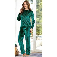 Flz Uzun Kol Şık Kadife Kadın Pijama Takımı