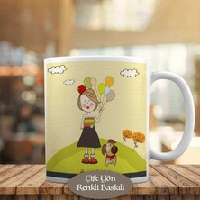 Balon Tutan Köpekli Kız Kupa Bardak Hediyelik-1020-176