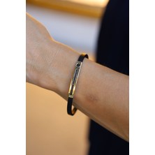 Yenigün Kuyumculuk 14 Ayar Altın Onix Taş Detaylı Kauçuk Erkek Bileklik