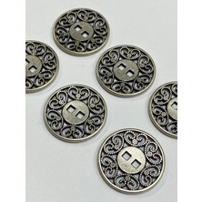 Karan Tuhafiye Italyan Gümüş Metal Düğme / 6 Lı Set / 2, 5 cm / M012