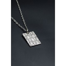 Trend  Gümüş Kaplama Unisex Düz Zincir Kolye kod 894