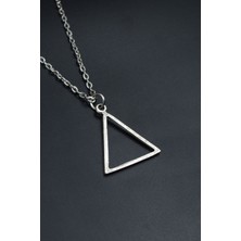 Üçgen Geometrik  Gümüş Kaplama Unisex Düz Zincir Kolye kod 775