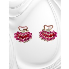 Nice And Bonita Galata Gift Renkli, Taşlı, Saç Tokası, Kıskaçlı, Rose Gold Metal, 2,5 Cm, Zirkon Taşlı, Sağlam, Şık Toka