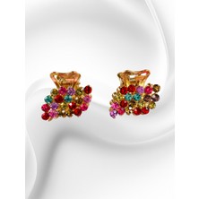 Nice And Bonita Galata Gift Renkli, Taşlı, Saç Tokası, Kıskaçlı, Rose Gold Metal, 2,5 Cm, Zirkon Taşlı, Sağlam, Şık Toka