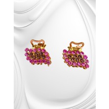 Nice And Bonita Galata Gift Renkli, Taşlı, Saç Tokası, Kıskaçlı, Rose Gold Metal, 2,5 Cm, Zirkon Taşlı, Sağlam, Şık Toka