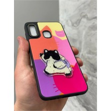 Sphone Samsung Galaxy A20 ve A30 Kılıf Parlak Neon Renkli Kabartma Emoji Teddy Bear Baby Rabbit Cat Sticker