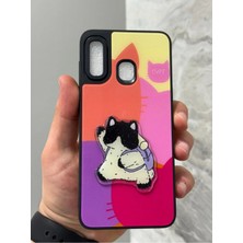 Sphone Samsung Galaxy A20 ve A30 Kılıf Parlak Neon Renkli Kabartma Emoji Teddy Bear Baby Rabbit Cat Sticker