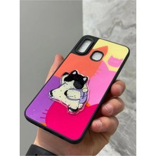 Sphone Samsung Galaxy A20 ve A30 Kılıf Parlak Neon Renkli Kabartma Emoji Teddy Bear Baby Rabbit Cat Sticker