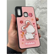 Sphone Samsung Galaxy A20 ve A30 Kılıf Parlak Neon Renkli Kabartma Emoji Teddy Bear Baby Rabbit Cat Sticker