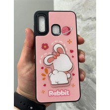 Sphone Samsung Galaxy A20 ve A30 Kılıf Parlak Neon Renkli Kabartma Emoji Teddy Bear Baby Rabbit Cat Sticker