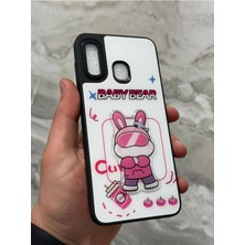 Sphone Samsung Galaxy A20 ve A30 Kılıf Parlak Neon Renkli Kabartma Emoji Teddy Bear Baby Rabbit Cat Sticker