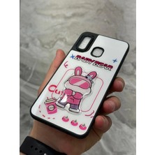 Sphone Samsung Galaxy A20 ve A30 Kılıf Parlak Neon Renkli Kabartma Emoji Teddy Bear Baby Rabbit Cat Sticker