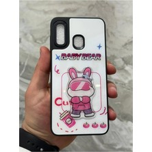 Sphone Samsung Galaxy A20 ve A30 Kılıf Parlak Neon Renkli Kabartma Emoji Teddy Bear Baby Rabbit Cat Sticker