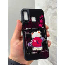 Sphone Samsung Galaxy A20 ve A30 Kılıf Parlak Neon Renkli Kabartma Emoji Teddy Bear Baby Rabbit Cat Sticker