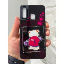 Sphone Samsung Galaxy A20 ve A30 Kılıf Parlak Neon Renkli Kabartma Emoji Teddy Bear Baby Rabbit Cat Sticker