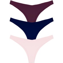 Cottonhill Basic Iz Yapmayan Lazer Kesim Kadın Brezilya Külot 3'lü Paket - 4