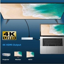 Thot Macbook Uyumlu Type-C™ To 4K HDMI Tv Projeksiyon UHD 1080P 2* Type-C 2* USB Sd/tf RJ45 Ethernet Lan 8ın1 Çevirici