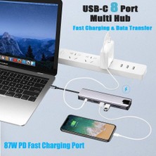 Thot Macbook Uyumlu Type-C™ To 4K HDMI Tv Projeksiyon UHD 1080P 2* Type-C 2* USB Sd/tf RJ45 Ethernet Lan 8ın1 Çevirici