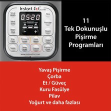 Instant Pot Akıllı Pişirici, 3 Litre Kapasite, Elektrikli Düdüklü, Yavaş Pişirme, Pilav Pişirme, Kızartma Modu, Yoğurt Hazırlayıcı, Buharlı Pişirme ve Yemek Isıtma Özelliği, Paslanmaz Çelik/siyah