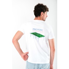 Coredra Ping Pong Regular Fit T-Shirt Erkek - Beyaz