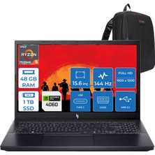 Acer Nitro V15 ANV15 Ryzen 5 7535HS 48GB Ddr5 1tb SSD 8GB/RTX4060/75W 15.6" Fhd 144Hz Freedos Dizüstü Bilgisayar R47EF13 + Zettaçanta