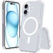 Heptek İletişim Apple iPhone 16 Plus Kılıf Magsafe Wireless Kablosuz Şarj Destekli Sert Şeffaf Darbe Emici Kapak (Embos)