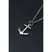 Minimal Çapa  Gümüş Kaplama Unisex Düz Zincir Kolye kod 921