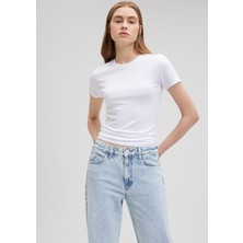 Mavi Soft-Premium Beyaz Basic Modal Karışımlı Tişört 1600963-620