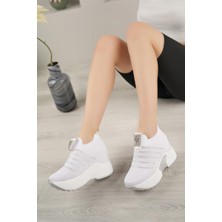 Nesil Shoes Lady 3009 Beyaz 9cm Gizli Dolgu Sneakers