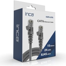 Inca ICAT6-15TG Cat6 Network Kablo 15 Metre Gri