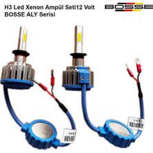 Bosse H3 Led Xenon Far Ampül Set Şimşek Etkili Bosse Aly Serisi 12 Volt