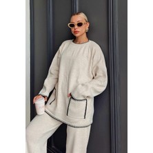 Damga Collection Kadın Çoban Dikiş Çift Cepli Oversize Alt Üst Takım