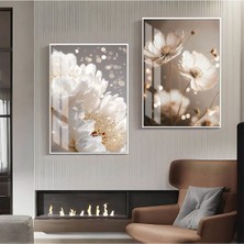 Harikabirev Dikey Çerçeveli Cam Tablo 30 x 40 cm Beyaz Renkli Modern Tasarım İki Parça