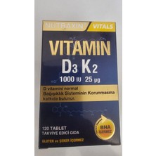 Nutraxin D3K2 120 Tablet 2'li - 1000 Iu D3 Vitamini, 25 Mcg K2 Vitamini