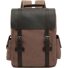 Go Veform Çok Fonksiyonlu Laptop Bölmeli Kanvas Kumaş  Sırt Çantası Kahverengi YS011