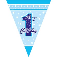 Kidspartim 1 Yaş Fırst Bırthday Stars Boy Üçgen Bayrak Set 2,90