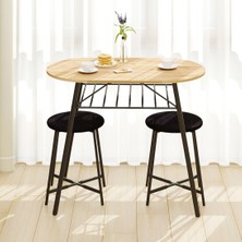 Eportatif Mutfak Masası Oval Tabure Takımı Masa Sandalye Takımı Beyaz 1474