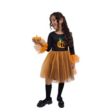 Saltare Kız Çocuk Halloween Kabak Detaylı Elbise Cadılar Bayramı Fuuny Spooky Pumpkin Tutu Gown