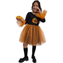 Saltare Kız Çocuk Halloween Kabak Detaylı Elbise Cadılar Bayramı Fuuny Spooky Pumpkin Tutu Gown